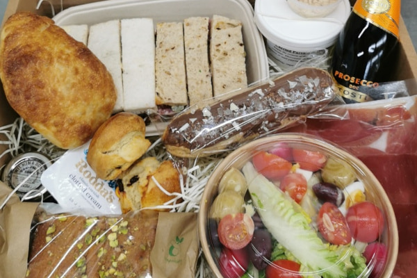 afternoon tea items in a box