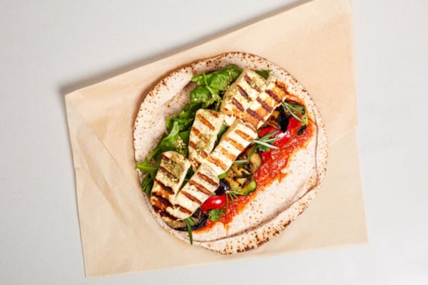 Open wrap with grilled chicken