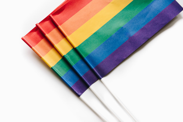 Pride flags on white background