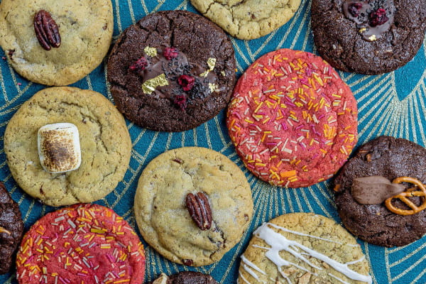 cookies on a patterned background