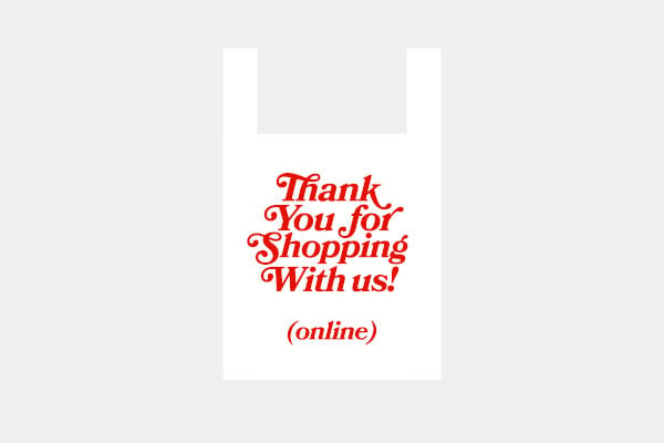 illustration of bag with text saying 'Thank you for shopping with us! (online)'